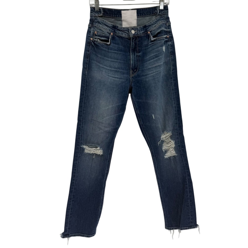 MOTHER Superior The Dazzler Shift Jeans Your Treat Or Mine Distressed Blue 29